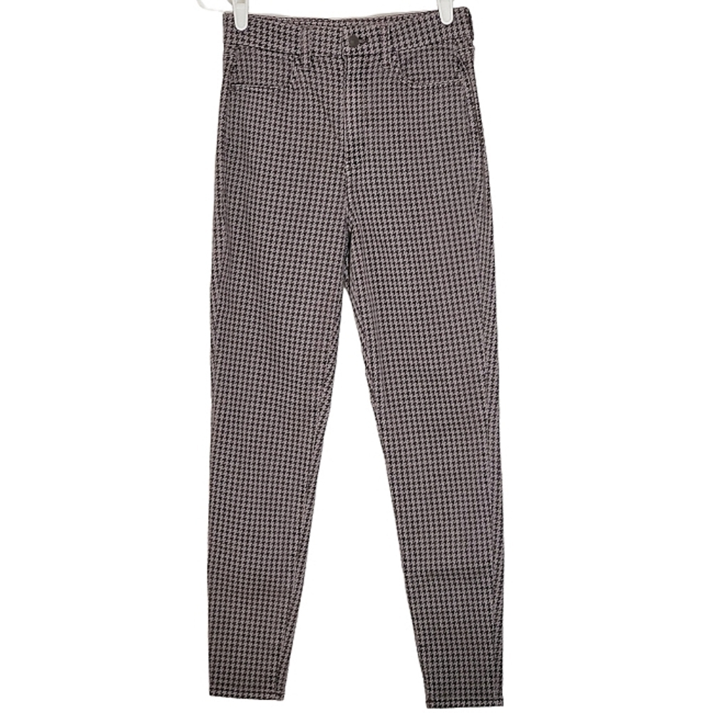 7198 * American Eagle Houndstooth Curvy Super Hi-Rise Jegging Black Size 4